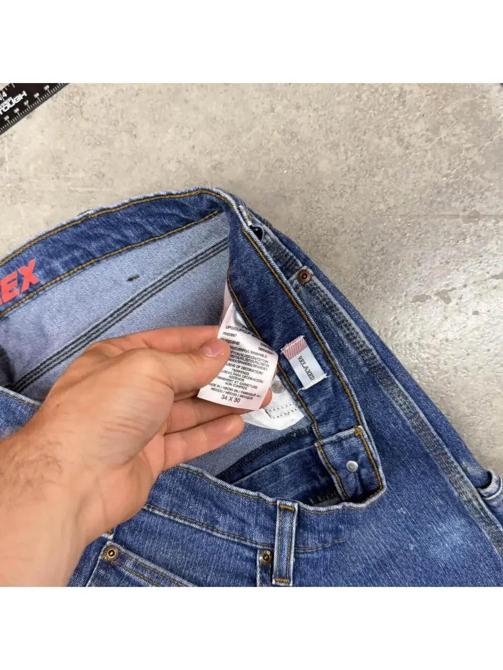vintage dickies relaxed baggy fit faded blue jeans size 34 x 30